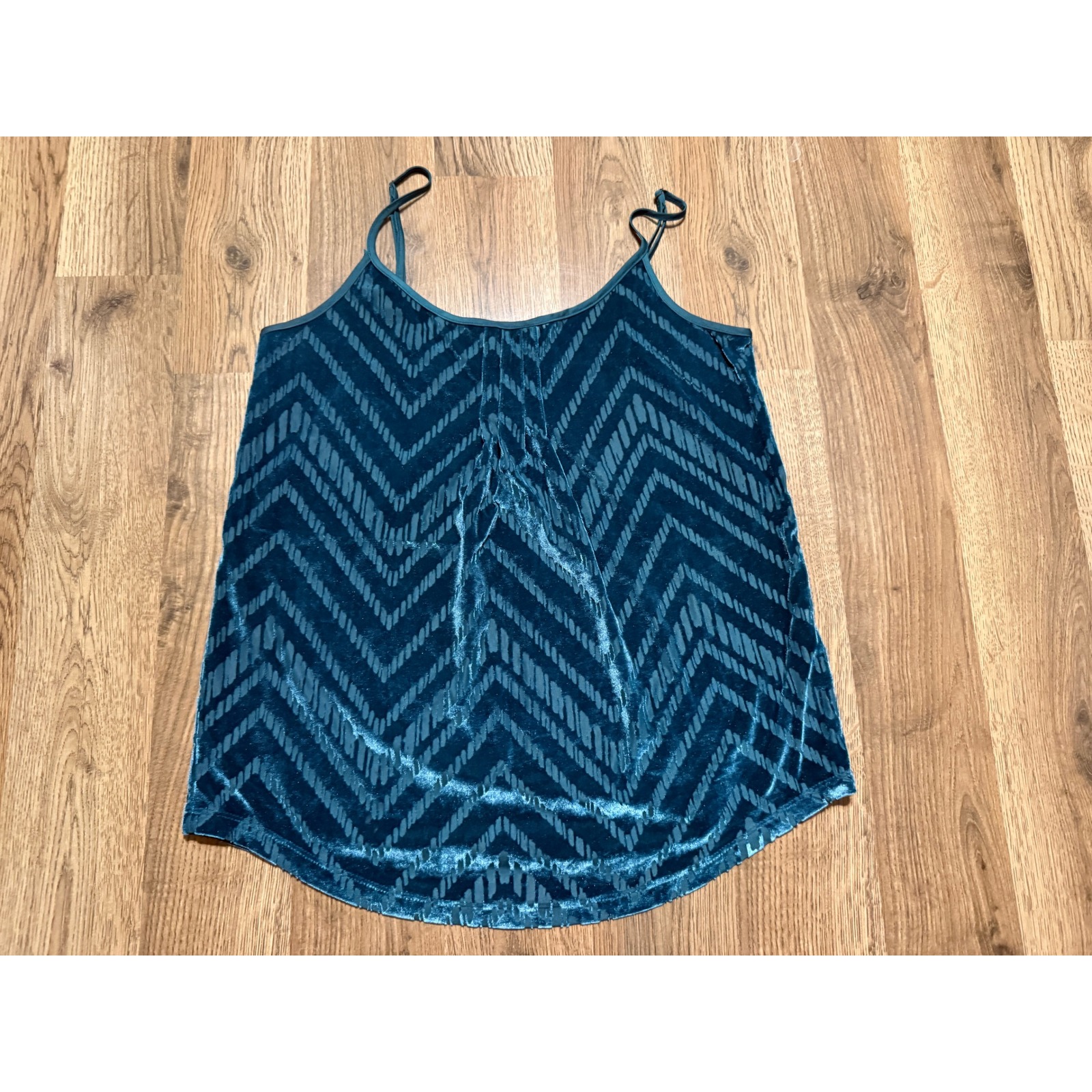 Lucky Brand Cami Top Womens Small Teal Blue Adult Velvet Chevron Excellent Used
